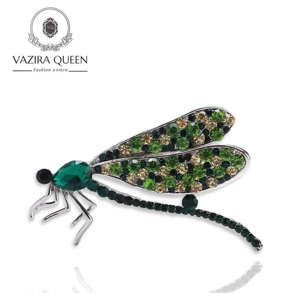 VQ Rhinestones Dragonfly Brooch - Picture 1 of 8